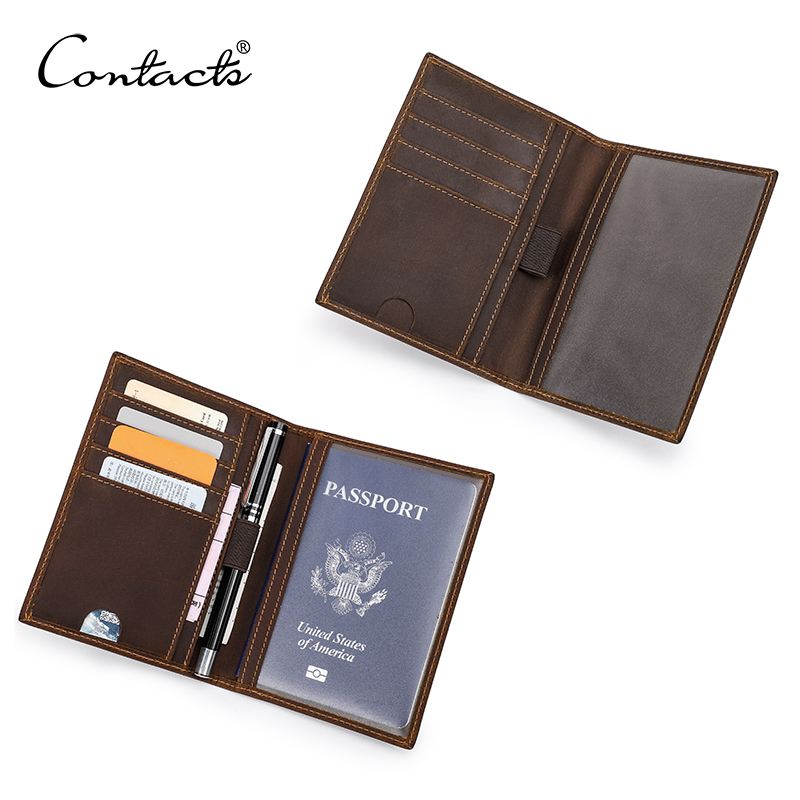 Leather Passport Cover - CONTACT'S Paspoorthouder Heren Echt Lederen Mini